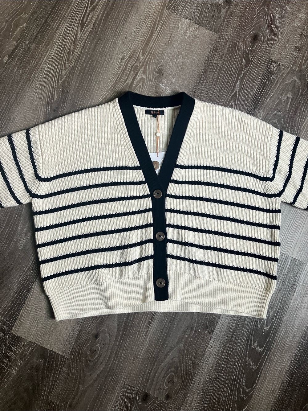 Quince 100% Organic Cotton Fisherman Boxy Cropped Cardigan - Picture 6 of 16